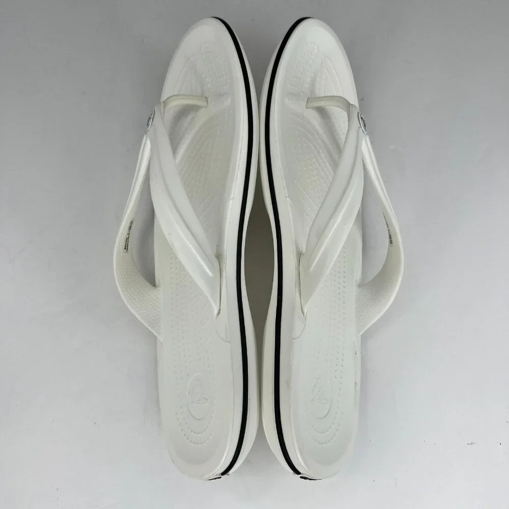 Crocs Mens Crocband Flip Flop Sandal Size 12 White Lightweight Slip On Summer